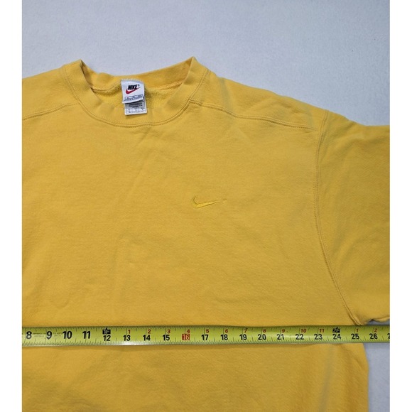 Vintage 90s Nike Swoosh Sweatshirt White Tag Yellow on Yellow Crewneck Mens XL - Picture 7 of 9